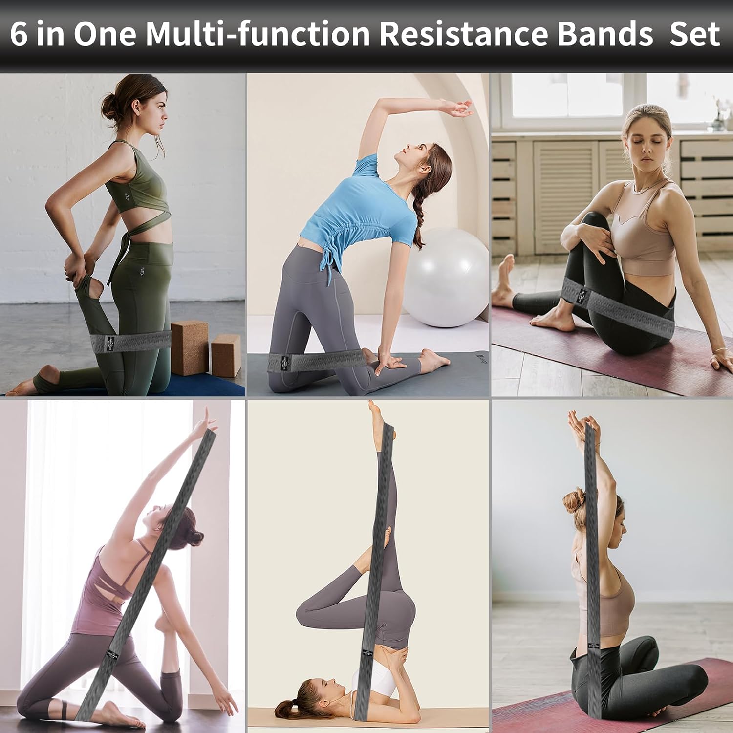 Thumbnail 6 de DICYWUDI WU-TLD-6PS-H Fabric Resistance Bands, 6-Pack, Non-Slip, 3 Levels