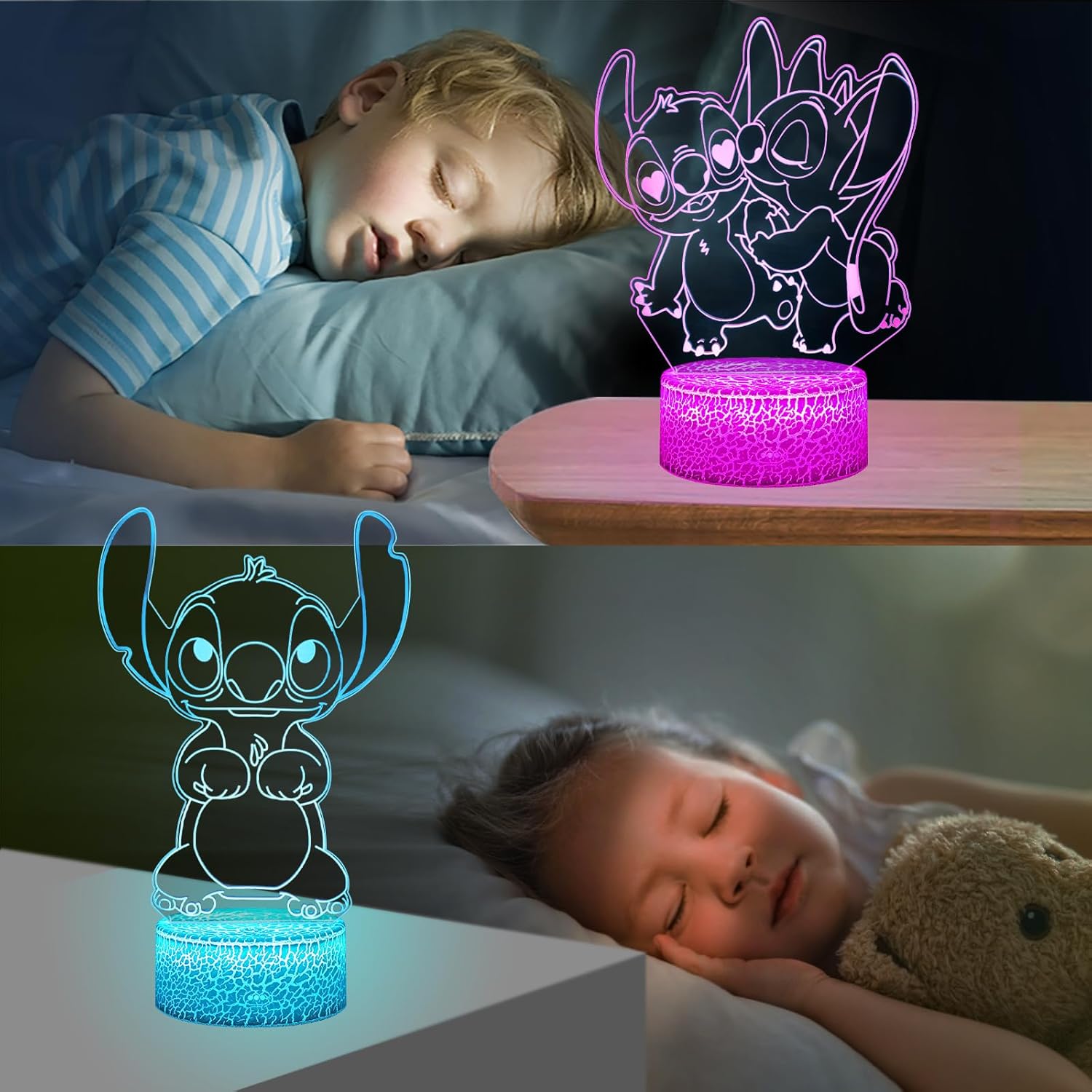 Thumbnail 6 de Stitch Lamp (2 Patterns) – 3D LED Night Light for Girls’ Room