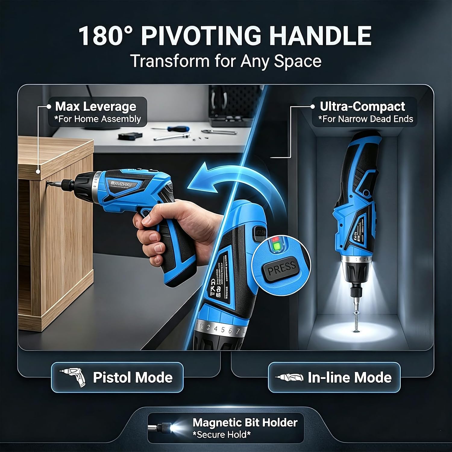 Detalle de MXMZHXU T01MX001-US Cordless Screwdriver, 8V, 10+1 Torque Settings