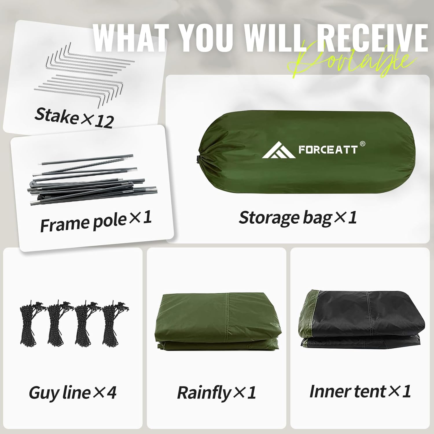 Detalle de Forceatt Tent for 2–3 People: Waterproof, Windproof, Lightweight Backpacking Shelter