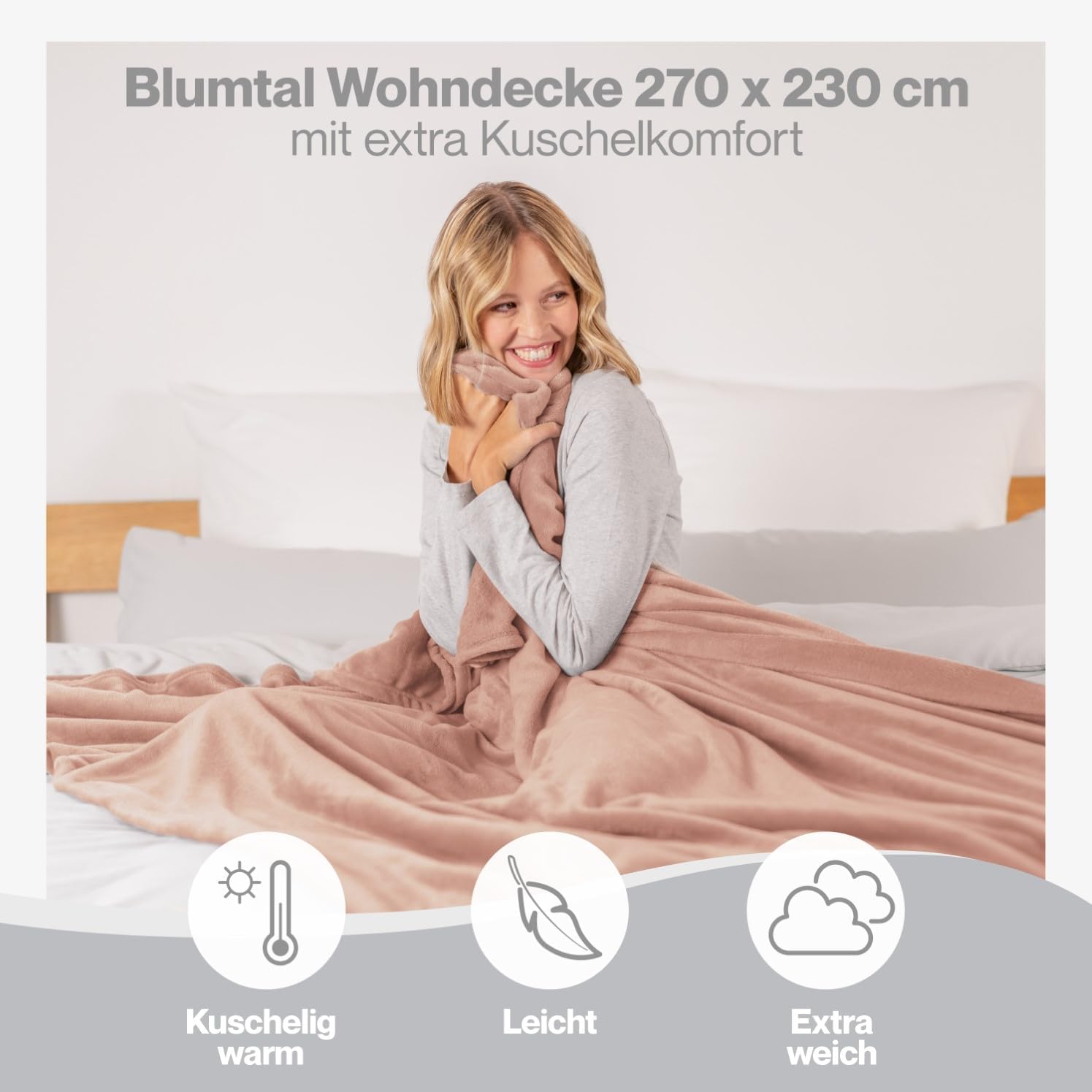 Detalle 2 de Blumtal Fleecedecke 270x230 cm rosa