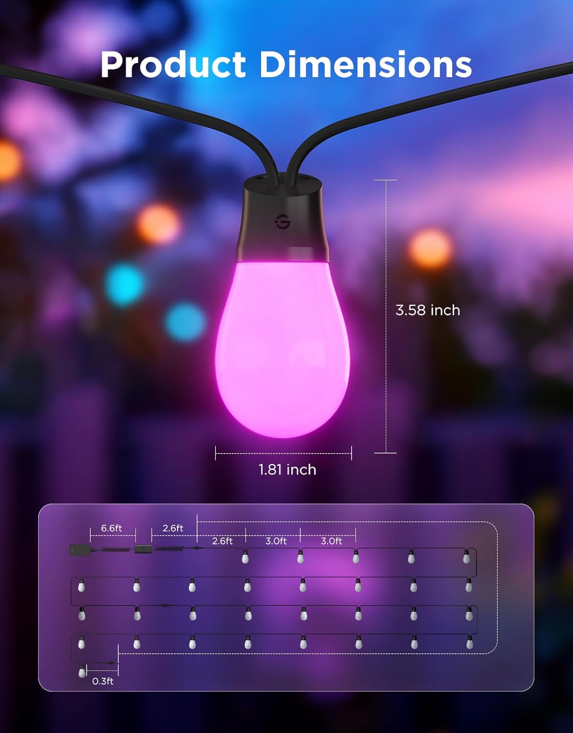 Thumbnail 6 de Govee Outdoor String Lights, 96 ft