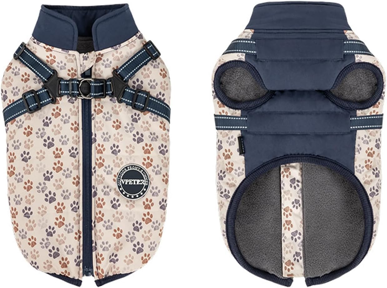 Detalle de BT Bear Winter Coat With Harness for Small to Medium Dogs – Waterproof, Reflective, Adjustable Vest (Blue, Size L)