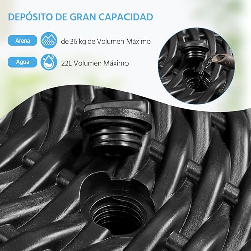 Thumbnail 4 de Yaheetech base per ombrellone da giardino in plastica effetto rattan, riempibile 22L (per pali Ø38/Ø48 mm)