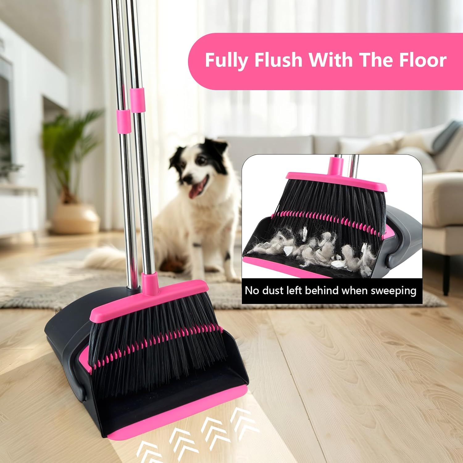 Thumbnail 2 de XXFLOWER Dustpan and Brush Set Long Handled 51.2in