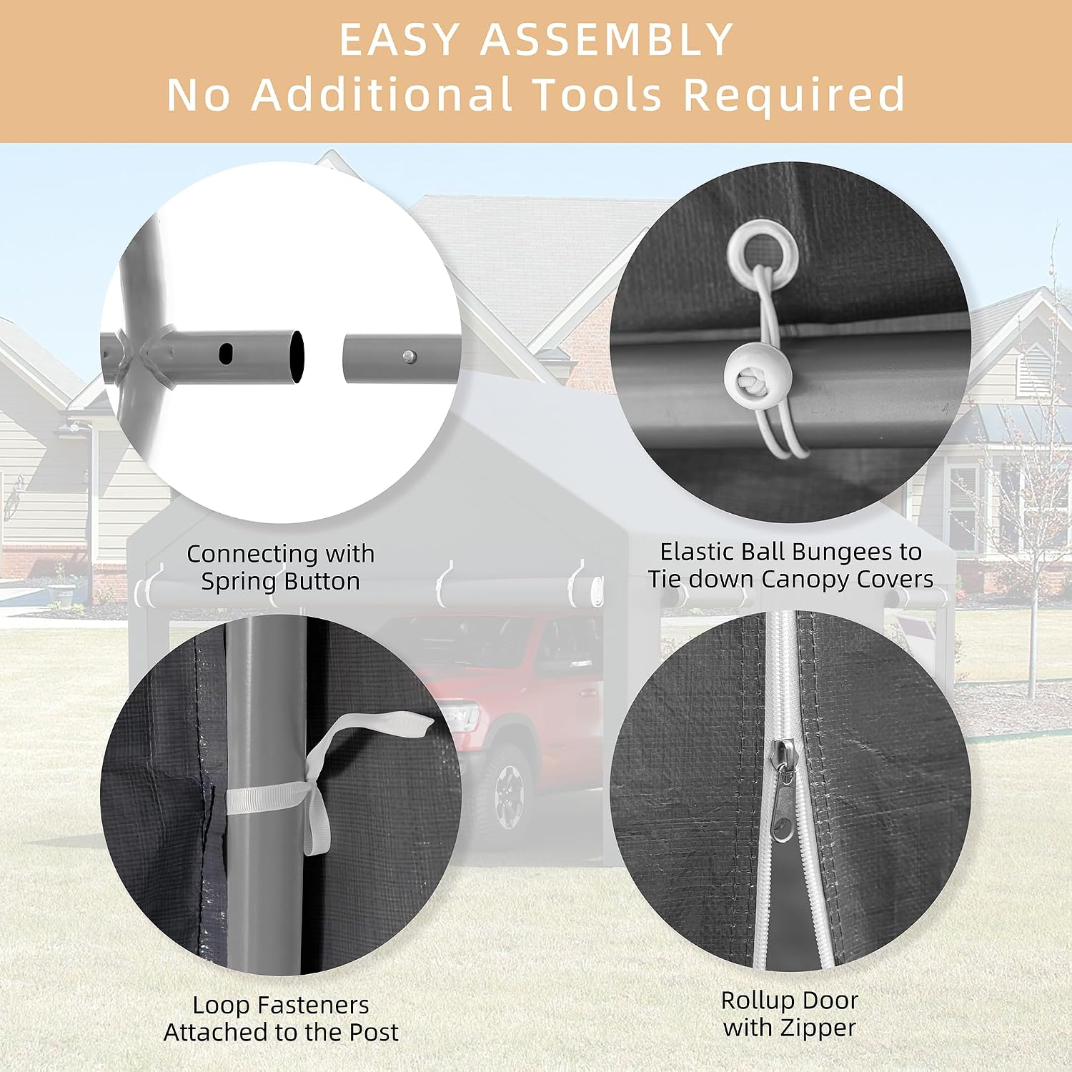 Detalle de JY QAQA Carport, 12x20 FT