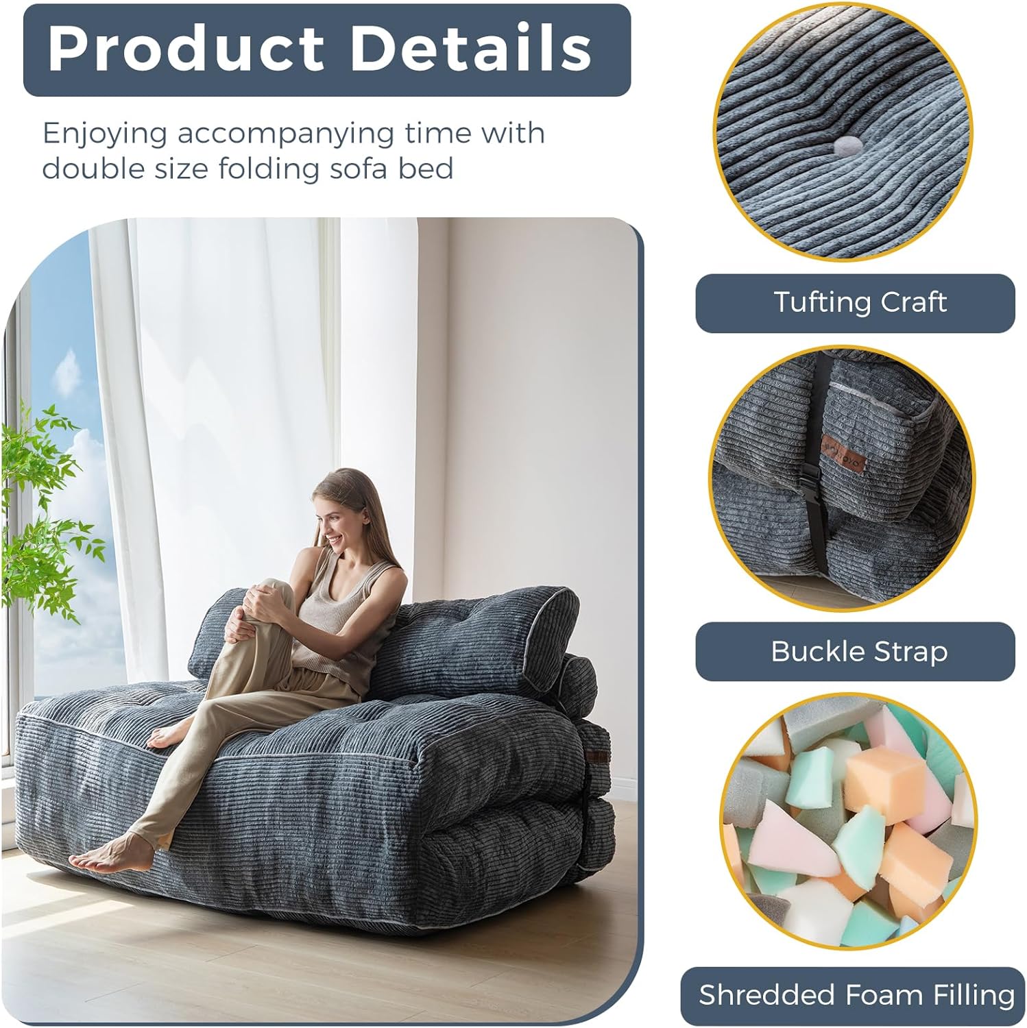 Thumbnail 3 de MAXYOYO Folding Sofa Bed: Convertible Sleeper Chair Double 🛋