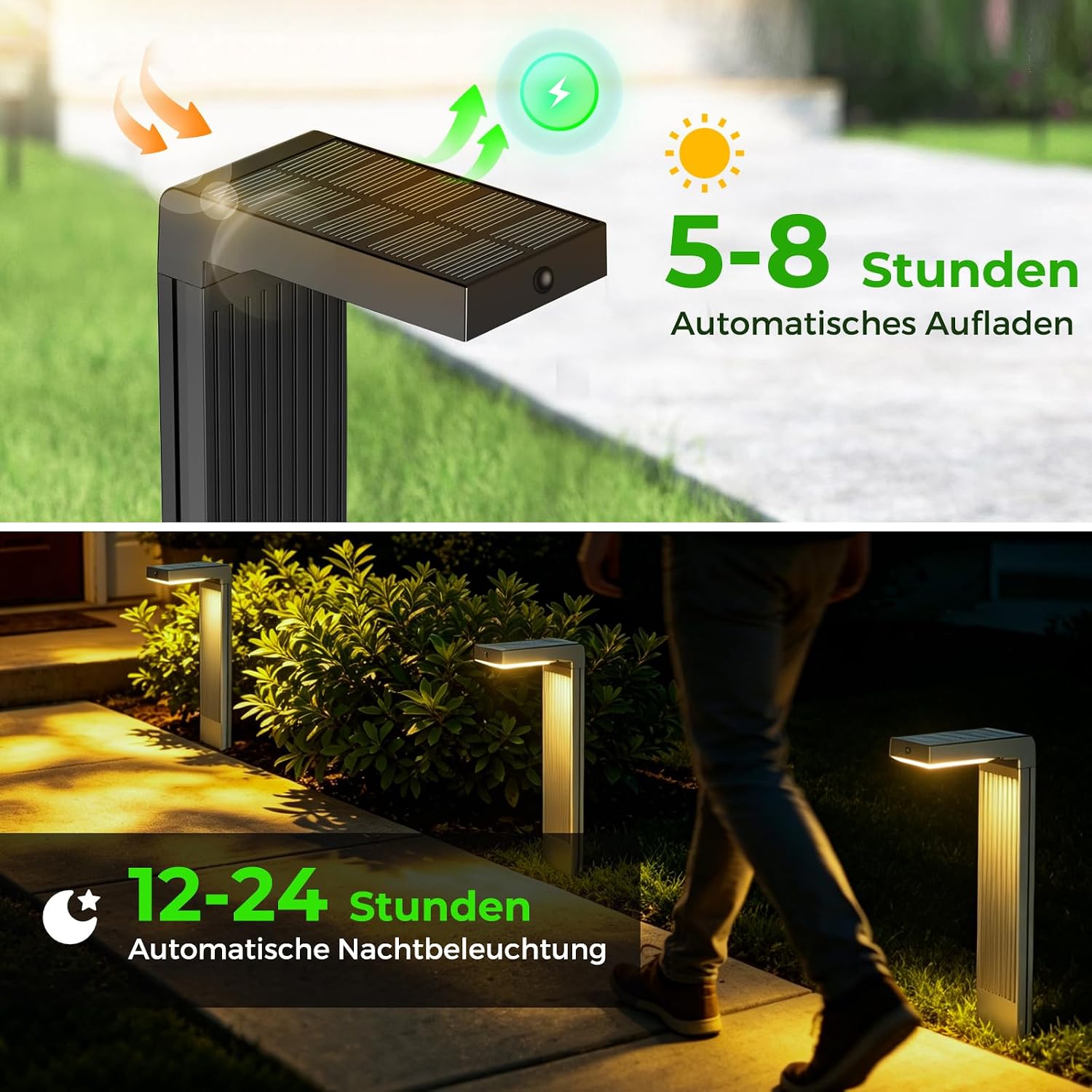 Thumbnail 6 de iseeway Solarleuchten Außen-Set (4 Stück) mit Bewegungsmelder, 400 lm, Farbwechsel 3000K/6500K, IP65