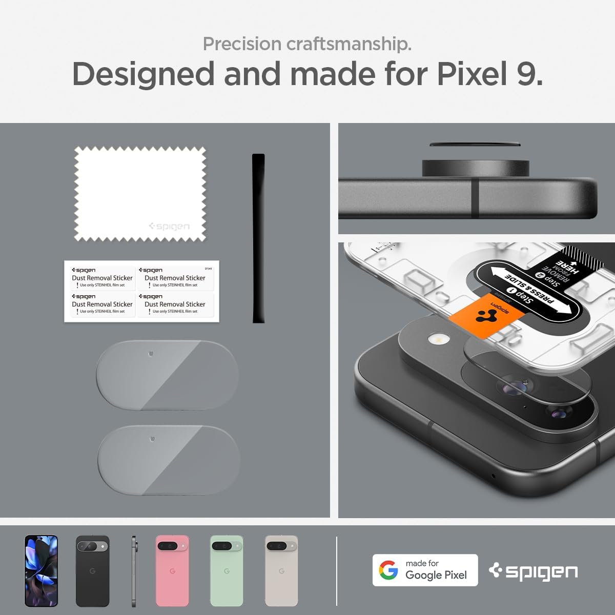 Thumbnail 6 de Spigen Glas.tR EZ Fit Optik – pellicola proteggi fotocamera per Google Pixel 9 (cristallino, 2 pezzi), installazione facile