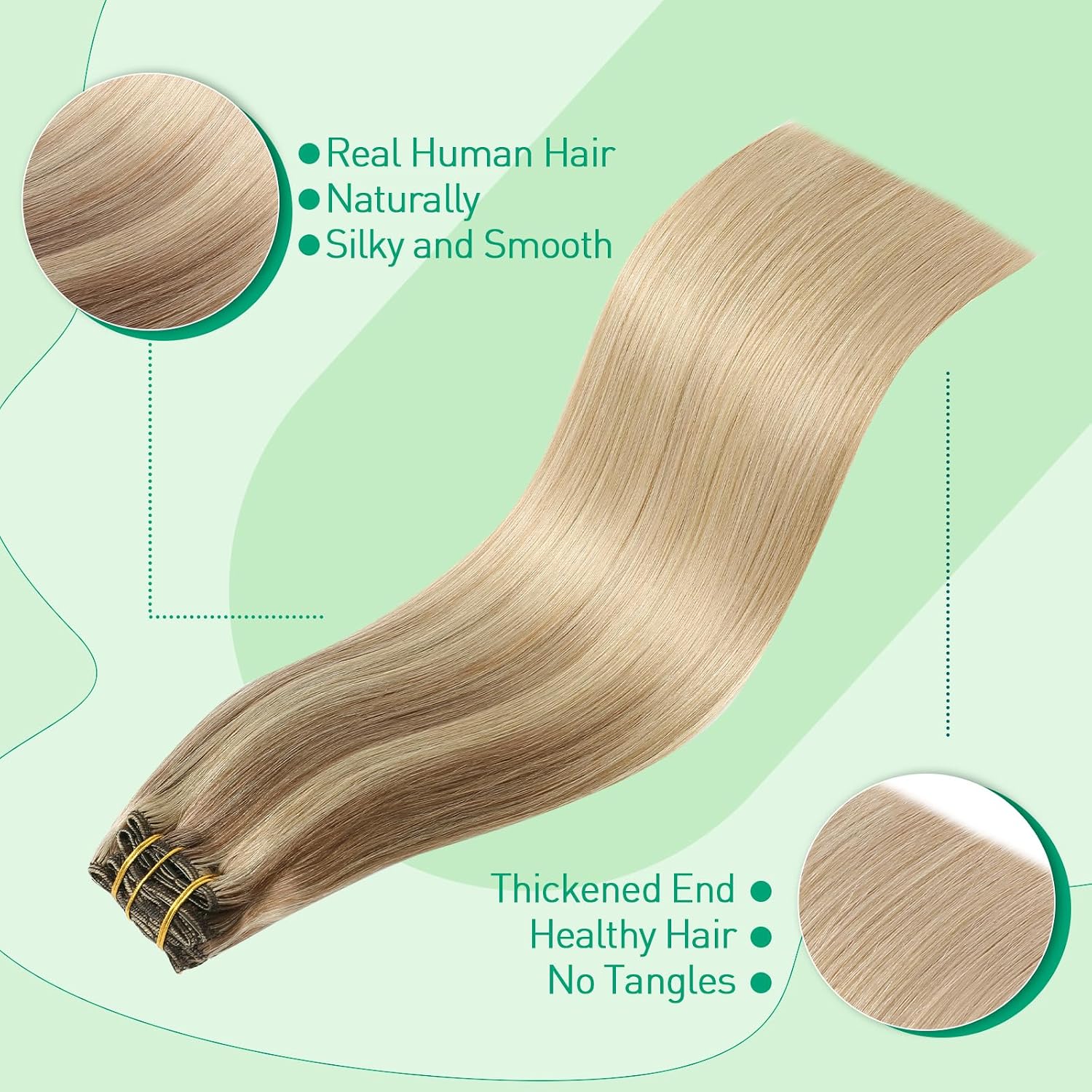 Detalle 2 de SURNEL Extensiones de Clip Pelo Natural Marrón a Rubio 🌟