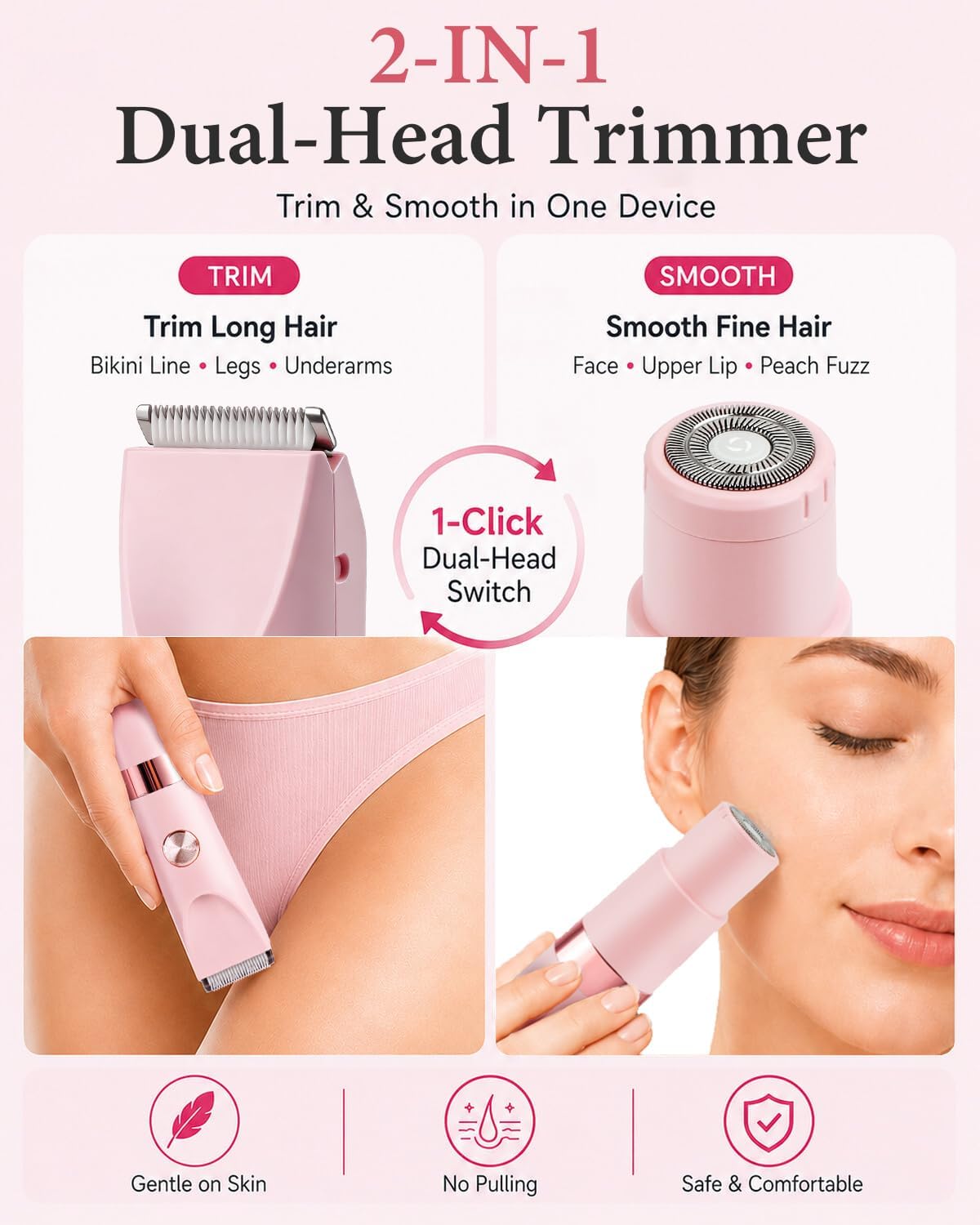 Thumbnail 3 de Bikini Trimmer Women Waterproof 2-in-1: Gentle Facial Hair Remover for Women