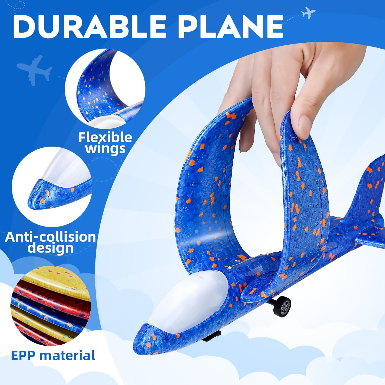 Detalle de SYHLN 3 Pack Airplane Launcher Toys - LED Foam Planes with Dual Flight Modes for Outdoor Fun (Ages 4-8)