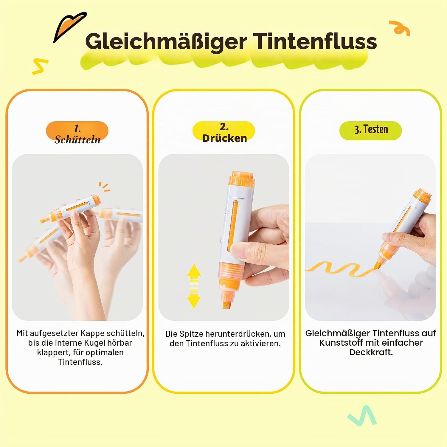 Thumbnail 6 de Ohuhu Acrylstifte nachfüllbar – 18 Farben, 7 mm Meißelspitze/2 mm Wendespitze, wasserfest & lichtbeständig – Mauna Kea