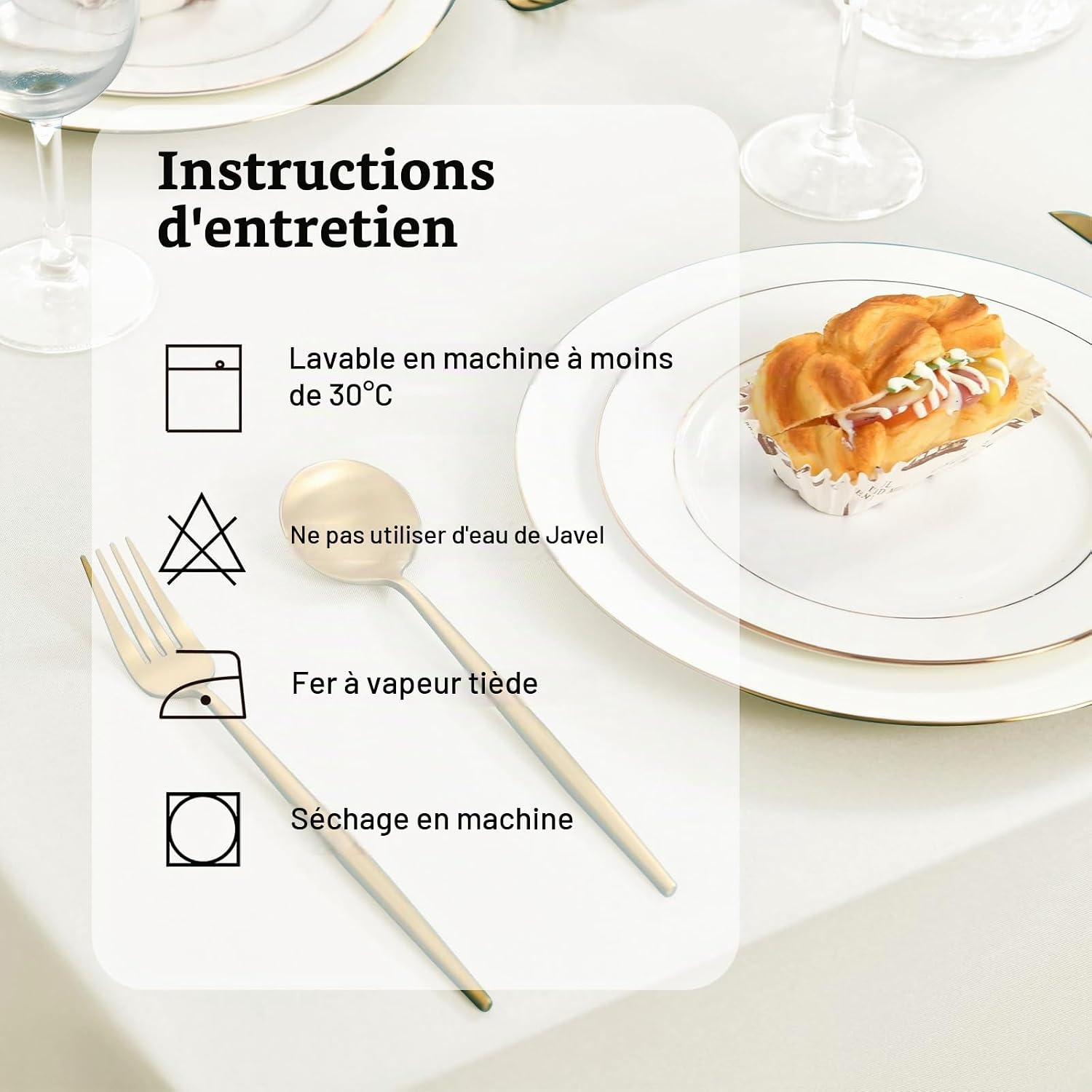 Detalle 2 de DWCN DWEU-YZBPWN-71-43 rond tafelkleed van polyester, champagne, 180 cm