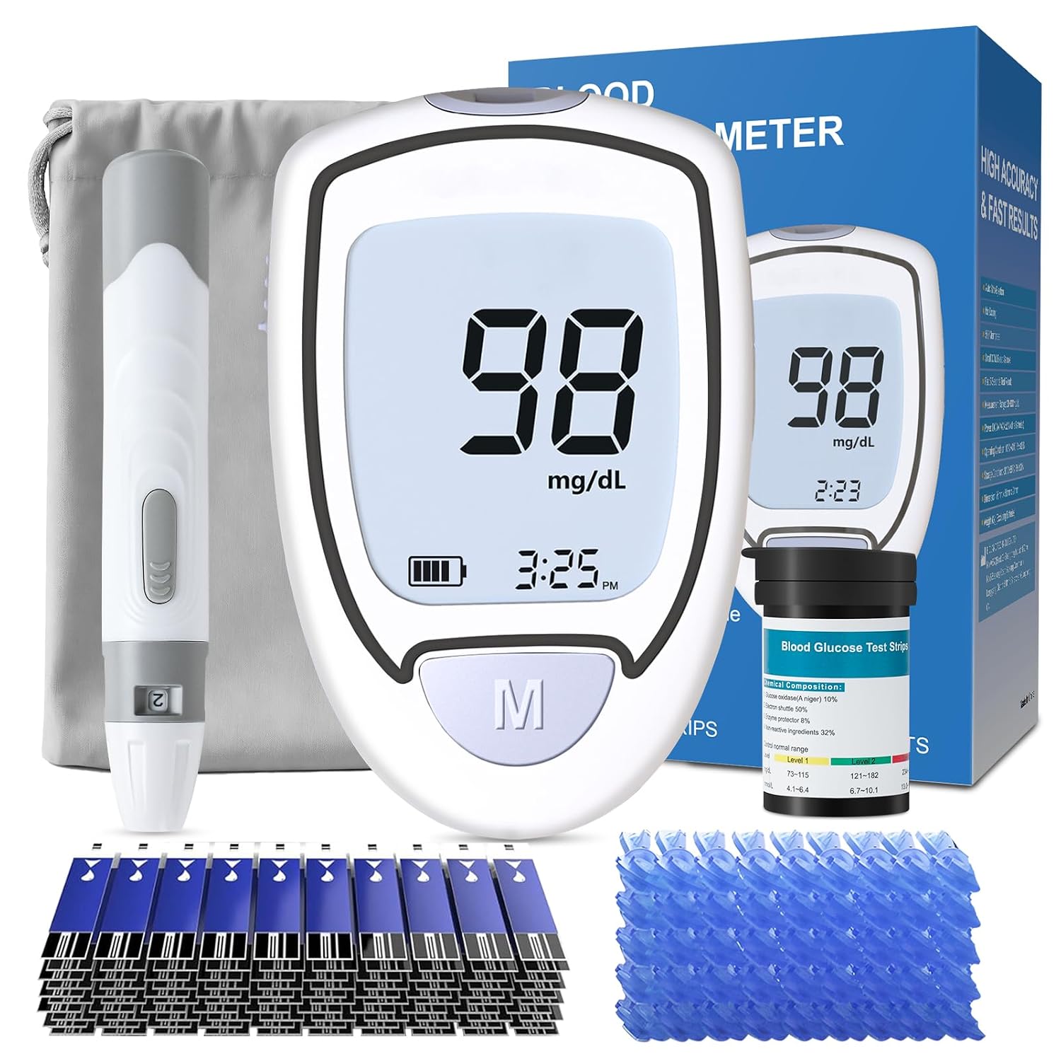 Detalle de CAKRNPS G-427B Blood Glucose Meter Kit, 50 Strips, Auto-Eject, No Coding
