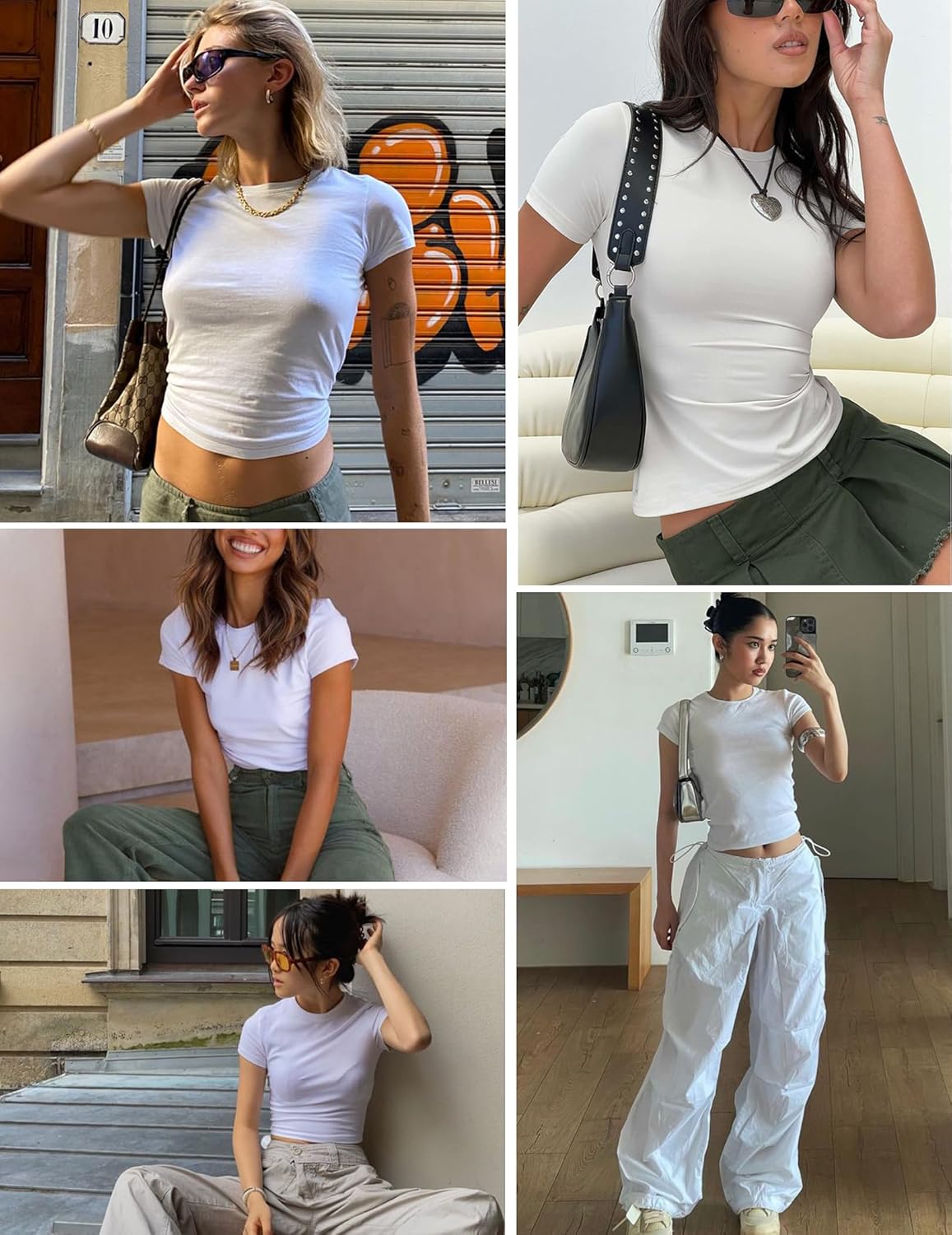 Thumbnail 5 de Zeagoo Women’s Crewneck Slim Fitted Short Sleeve T-Shirt (Stretchy Bodycon Basic Tee)