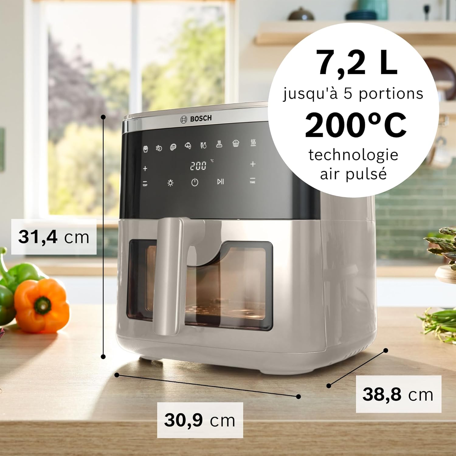 Thumbnail 5 de Friteuse à air Bosch Série 6 XXL MAF671C0 – 7,2 L, cuisson éclairée, beige satin