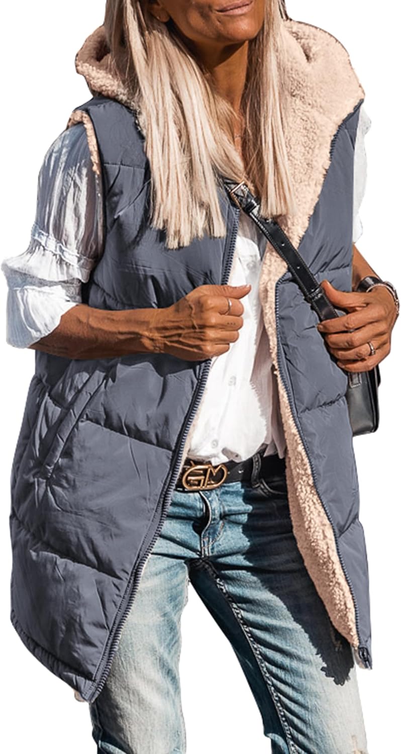 Thumbnail 1 de PRETTYGARDEN 2026 Reversible Long Fleece Vest