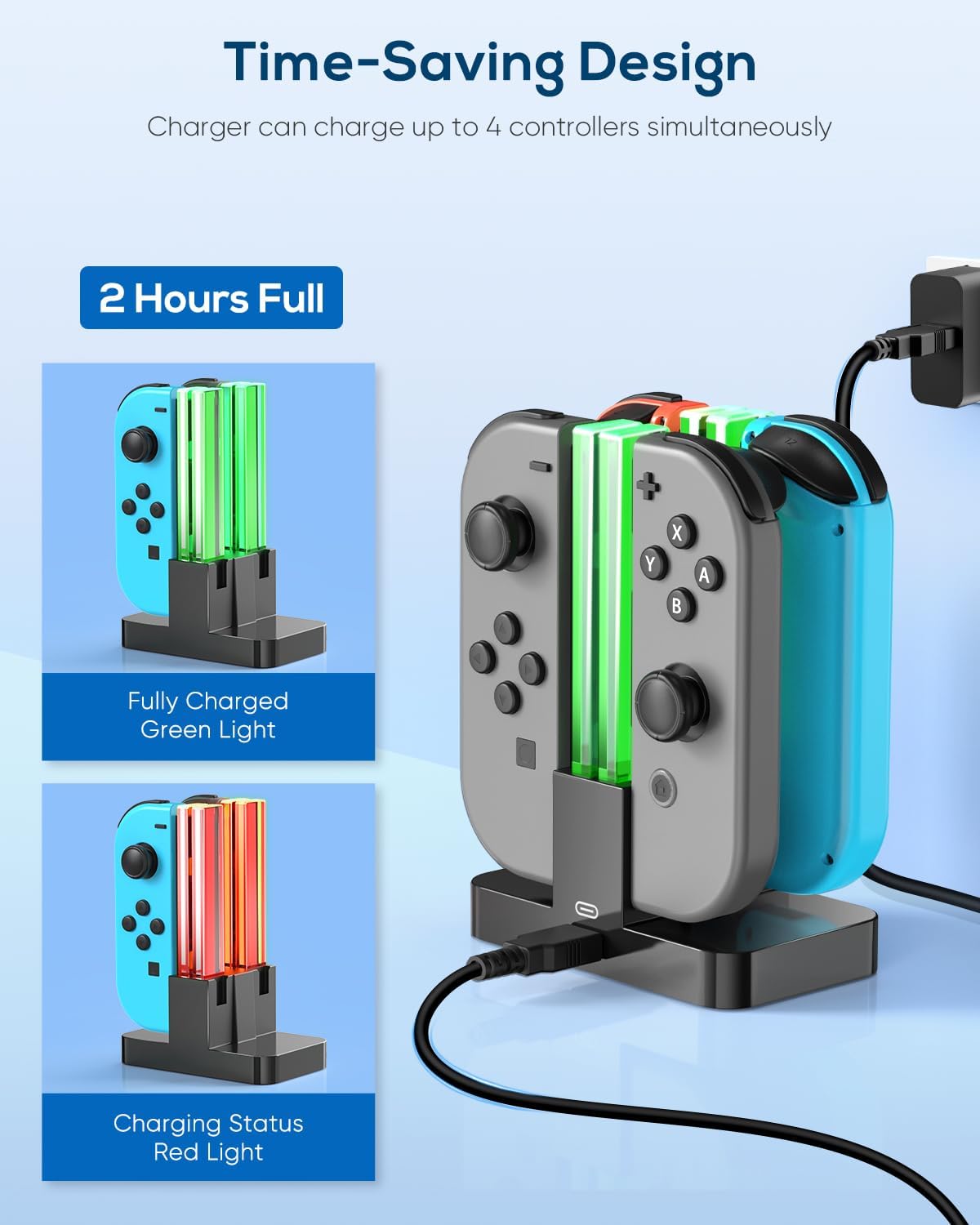 Thumbnail 2 de FYOUNG Switch Controller Ladestation Kompatibel mit Nintendo Switch1 / OLED Joy Con, Quad Switch Ladestation Zubehör Charger für Joycon Kontroller Ladegerät mit USB C Ladekabel - Schwarz
FYOUNG Switch Controller Ladestation Kompatibel m…