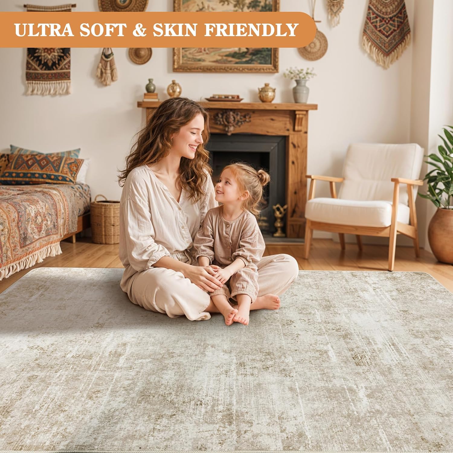 Thumbnail 6 de DEITAS Area Rug 200x290 cm – Beige, Machine Washable, Non-Slip, Low Pile