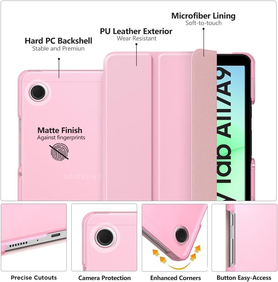 Thumbnail 2 de MoKo Hülle für Samsung Galaxy Tab A11 8,7 Zoll (2025) / Tab A9 8,7 Zoll (2023) – Leichtes Case mit Stand, Blumen Rosa