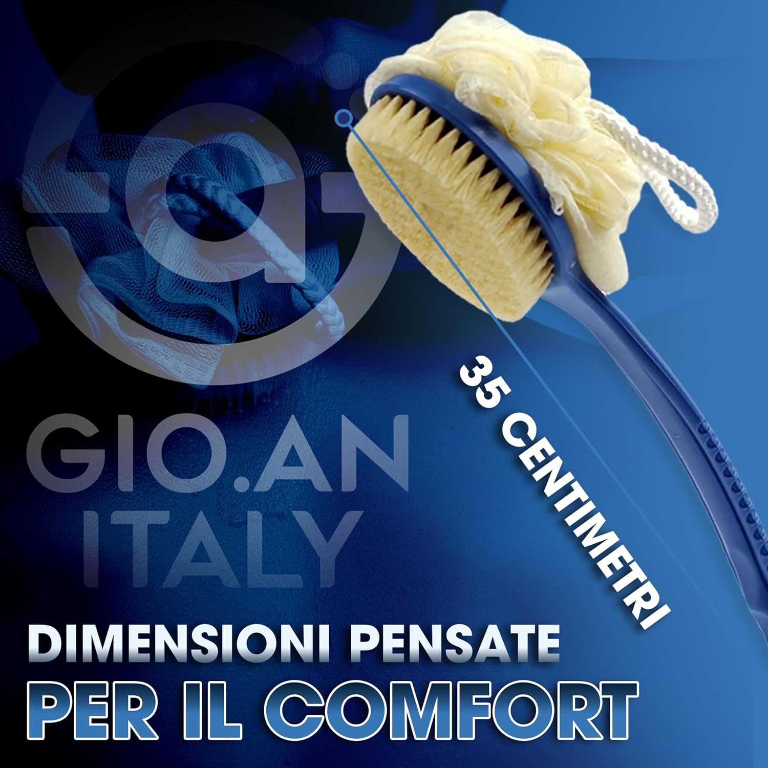 Thumbnail 4 de Spazzola Corpo Doccia con Manico Ergonomico Lungo 2 in 1 – Setole Morbide e Spugna per Detersione e Massaggio