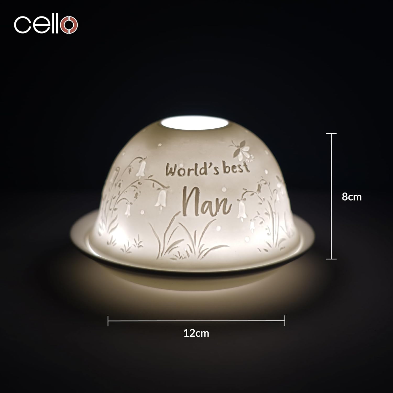 Thumbnail 2 de Cello Porcelain Tealight Holder Dome (World’s Best Nan) – 3D projection LED or tealight wax warmer