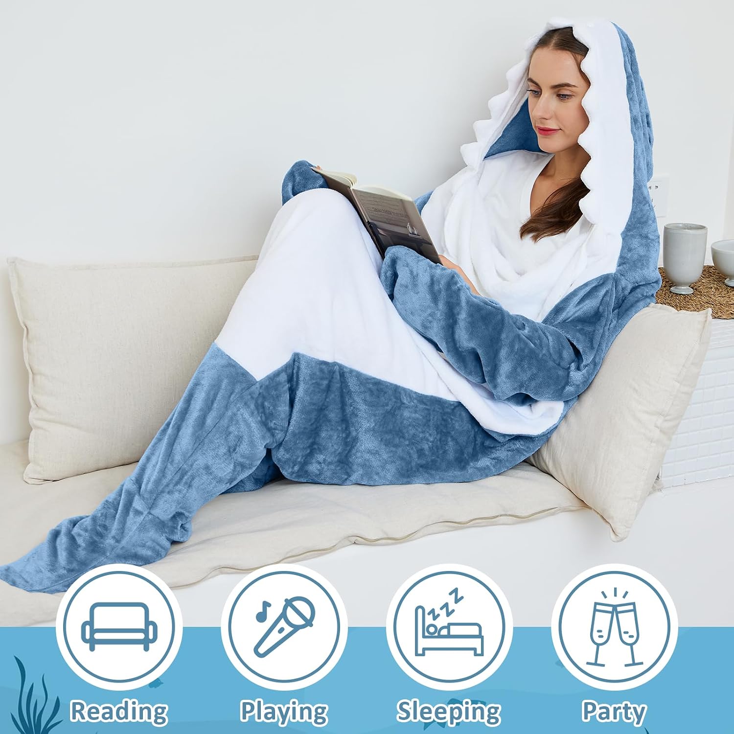 Thumbnail 3 de Ambitelligence Shark Blanket Hoodie Onesie