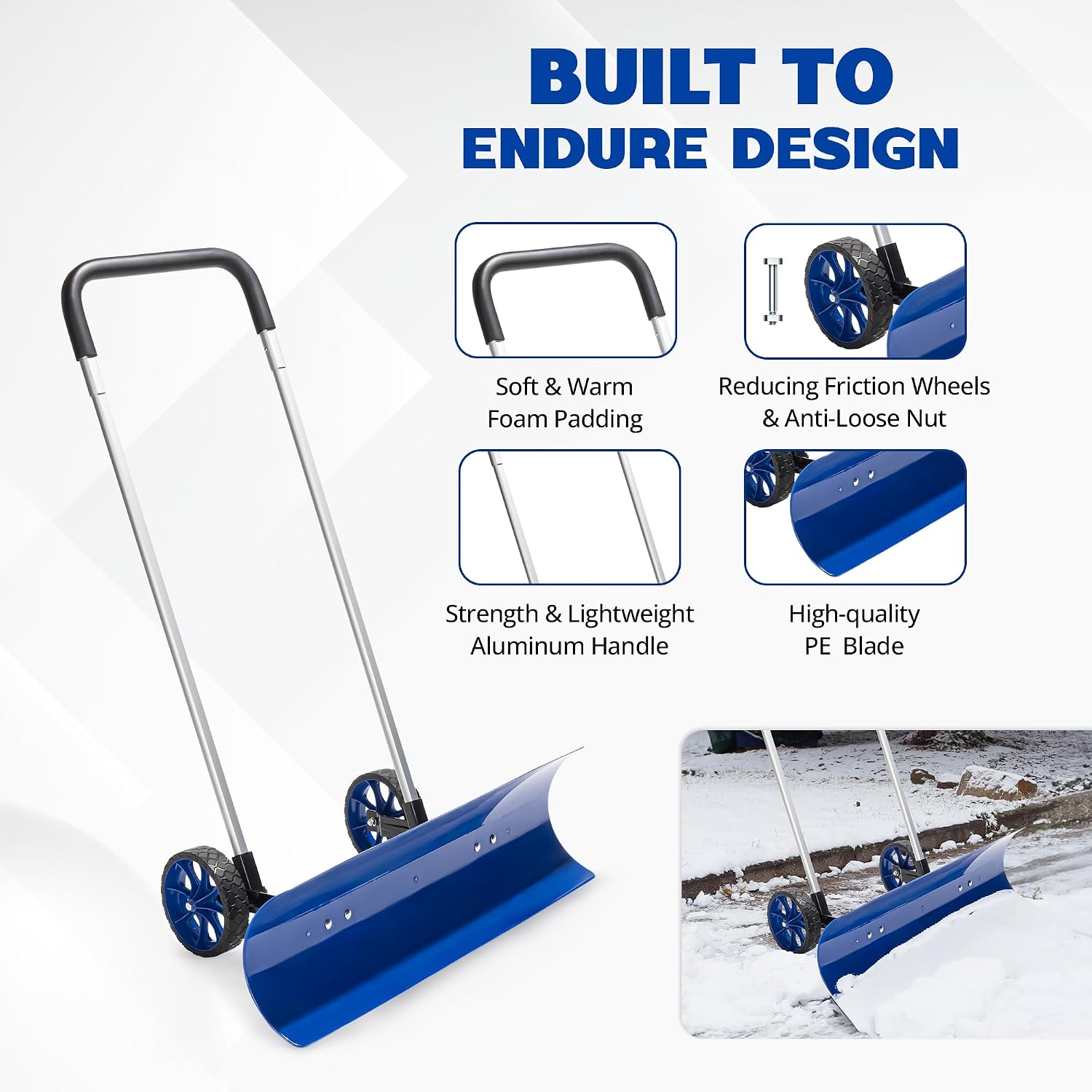 Detalle 2 de Idzo Efficient Snow Pusher 37-Inch snow shovel 🛷