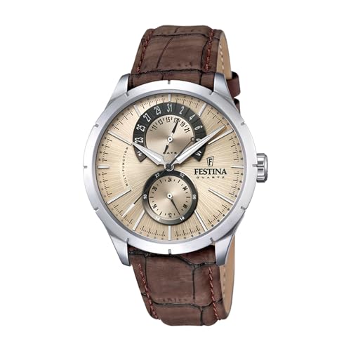 Detalle de Festina Montre Homme Analogique en Cuir Marron – Élégance intemporelle