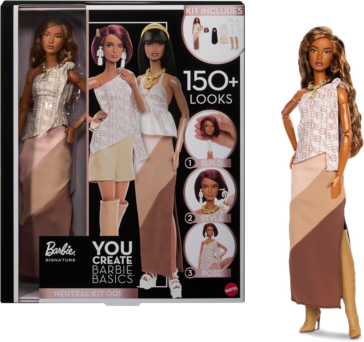 Thumbnail 6 de Barbie Basics You Create Neutral Kit 002 – Customisable Fashion Doll with Interchangeable Heads and Universal-fit Wardrobe