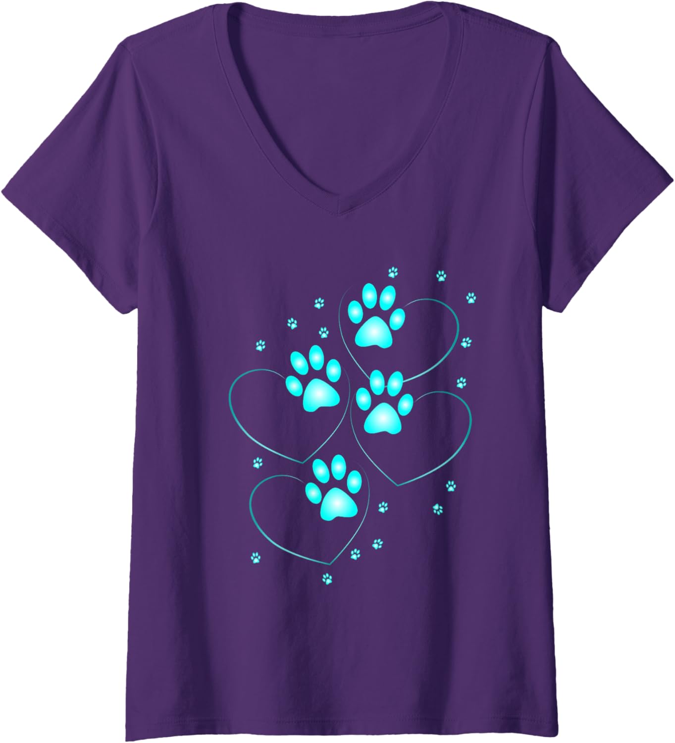 Detalle 2 de T-shirt Femme Cœurs Turquoise col V
