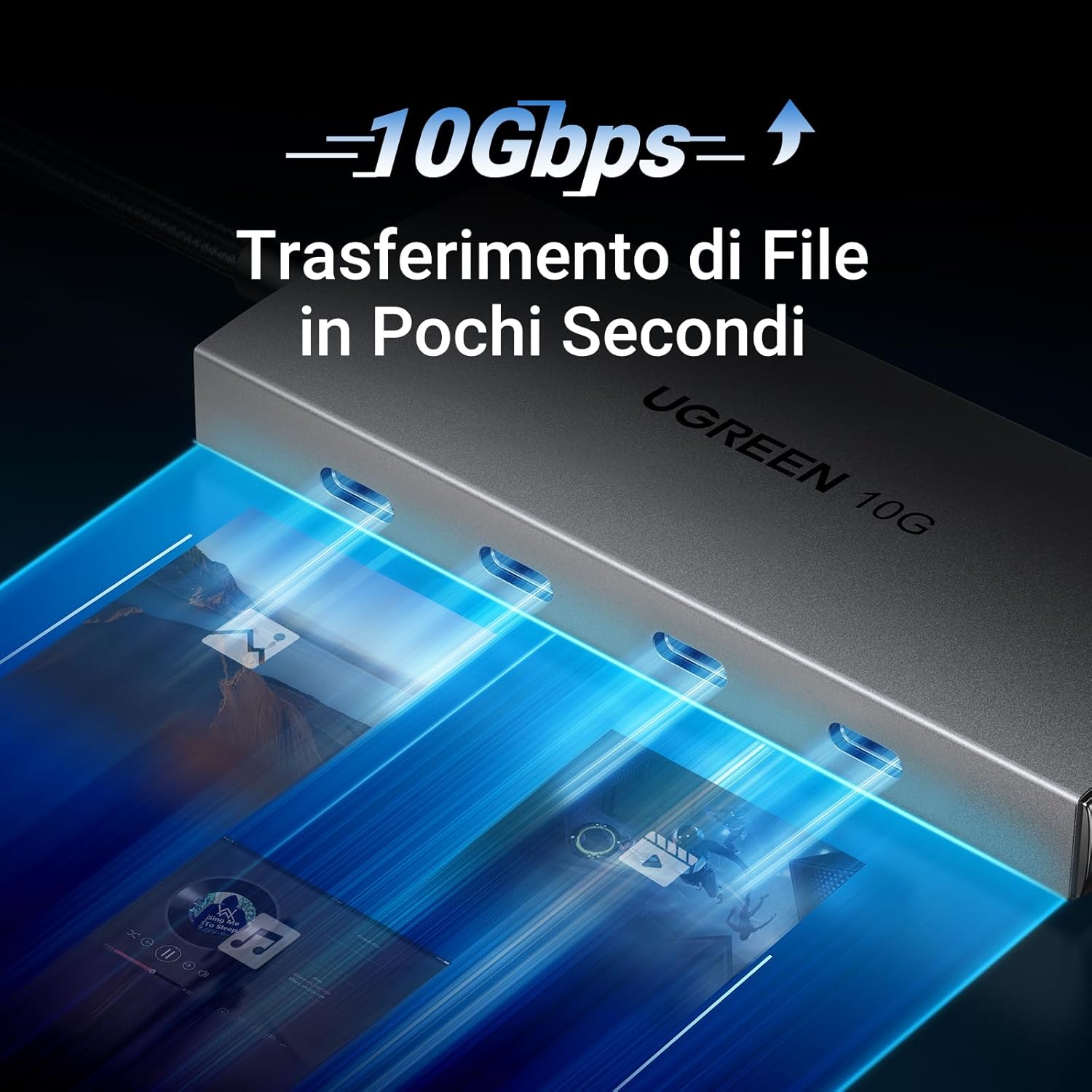 Detalle de UGREEN Hub USB C 10Gbps a 4 porte