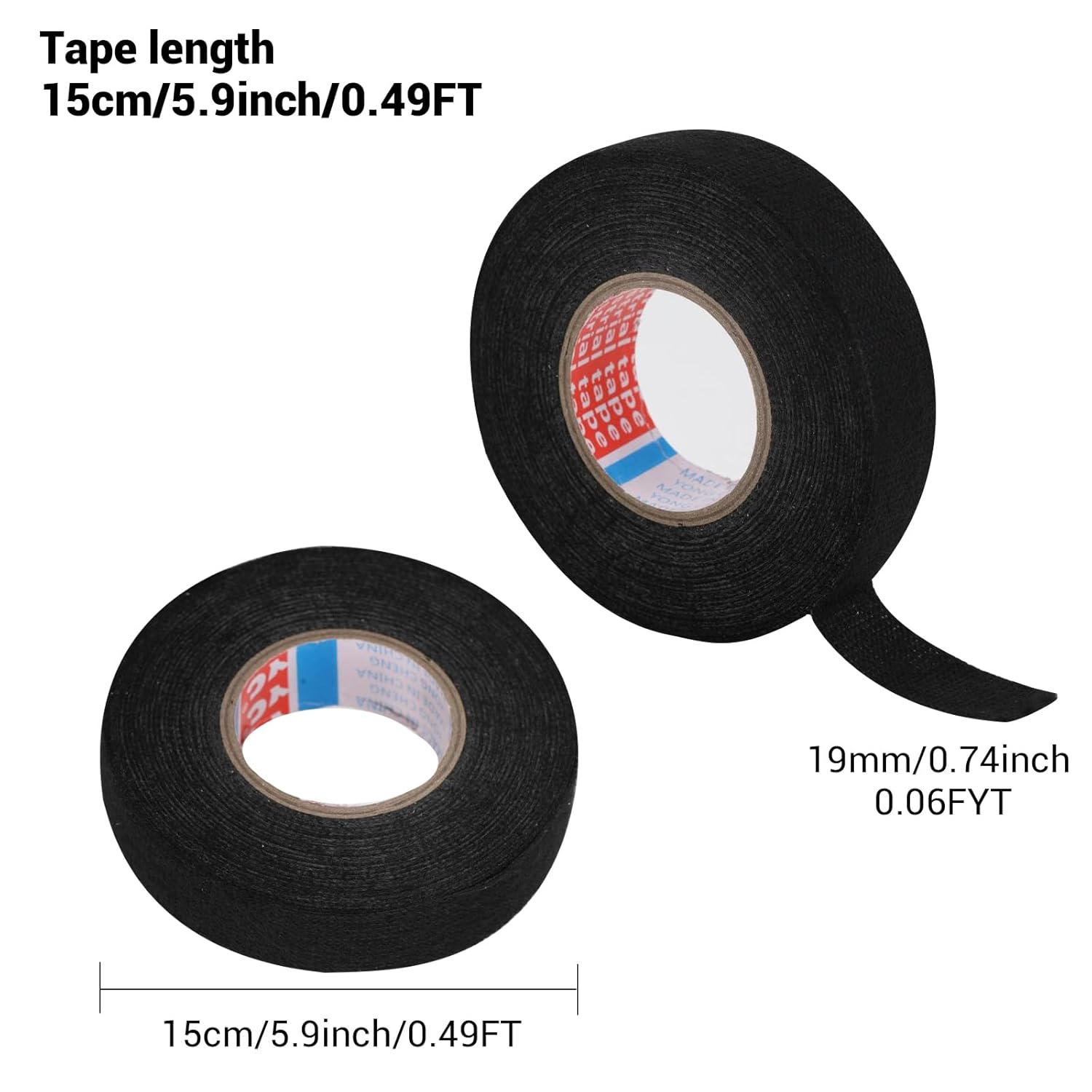 Detalle de Scotch Noir Isolant Électricien – 4 pièces 19 mm x 15 m, chatterton noir textile pour câbles (électricité & automobile)