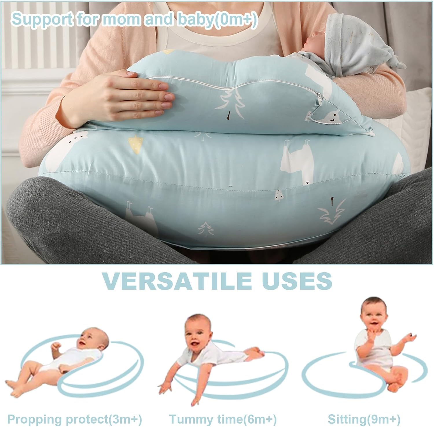 Thumbnail 3 de SHANNA Stillkissen XXL – Multifunktionales Nursing Pillow mit verstellbarem Taillengurt, Weißer Bär, 65 × 55 × 12 cm