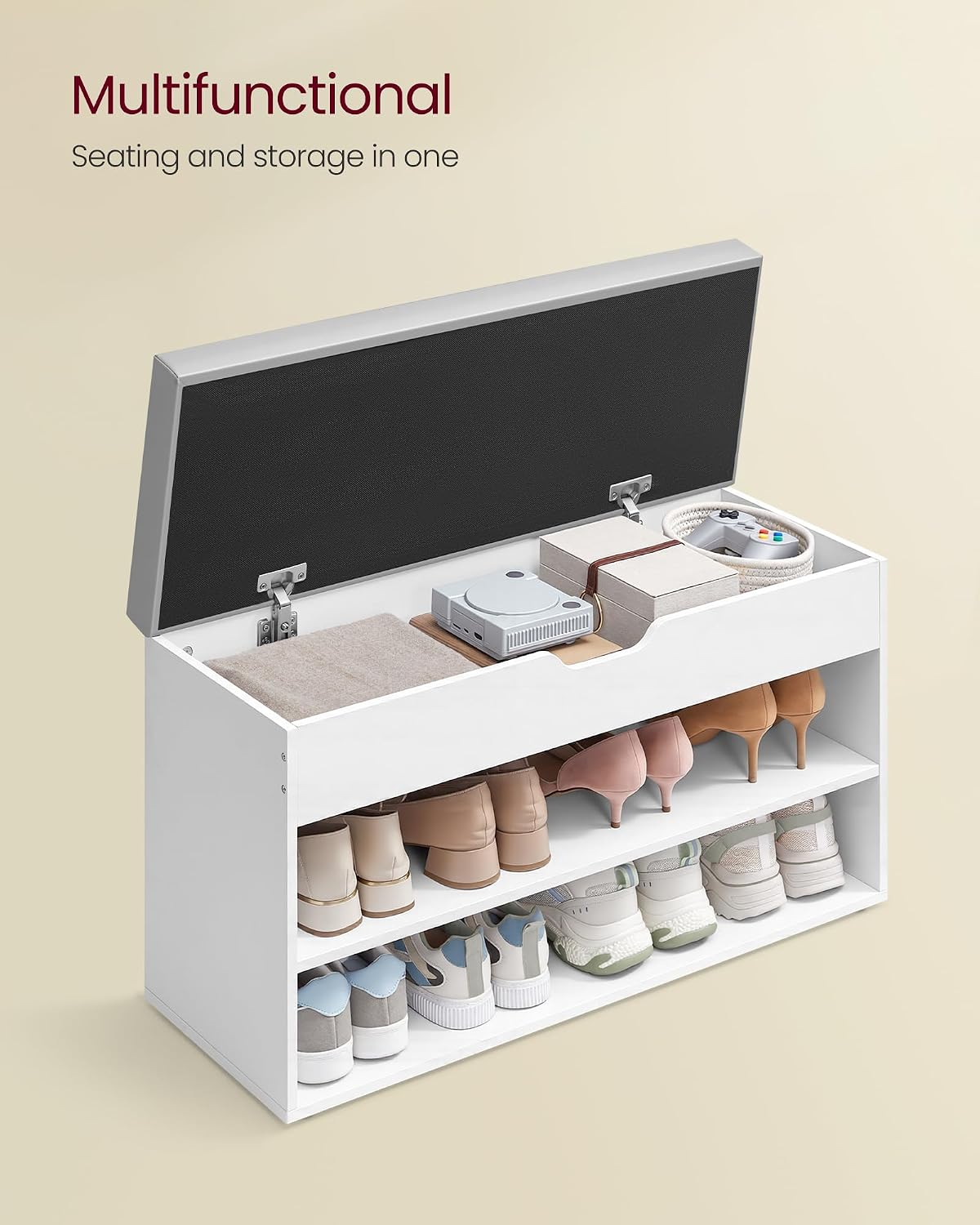 Detalle 2 de VASAGLE Shoe Bench with Cushion 30 x 80 x 44 cm