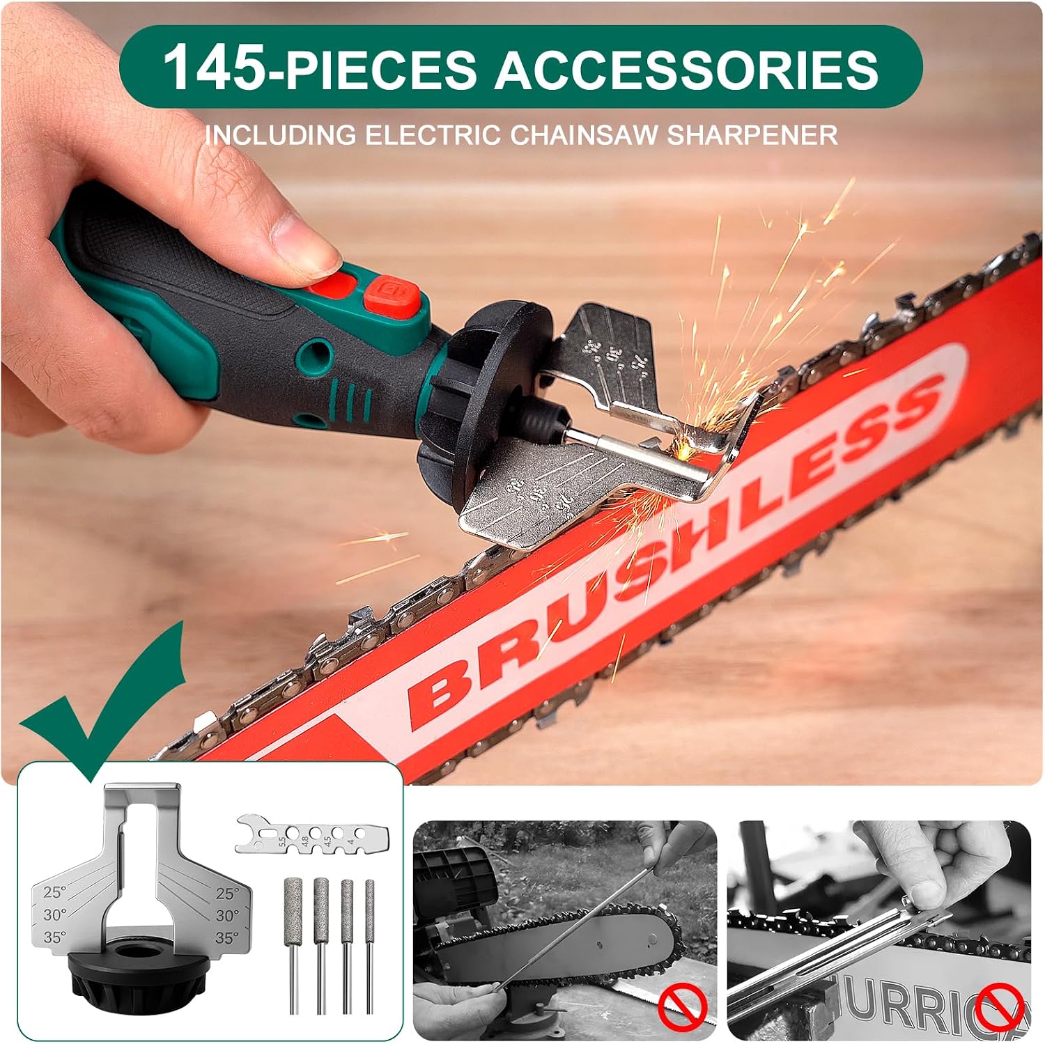 Thumbnail 1 de HYCHIKA 8V Cordless Rotary Tool with 145-Piece Accessory Kit — 5-Speed, 30,000 RPM, LED Light