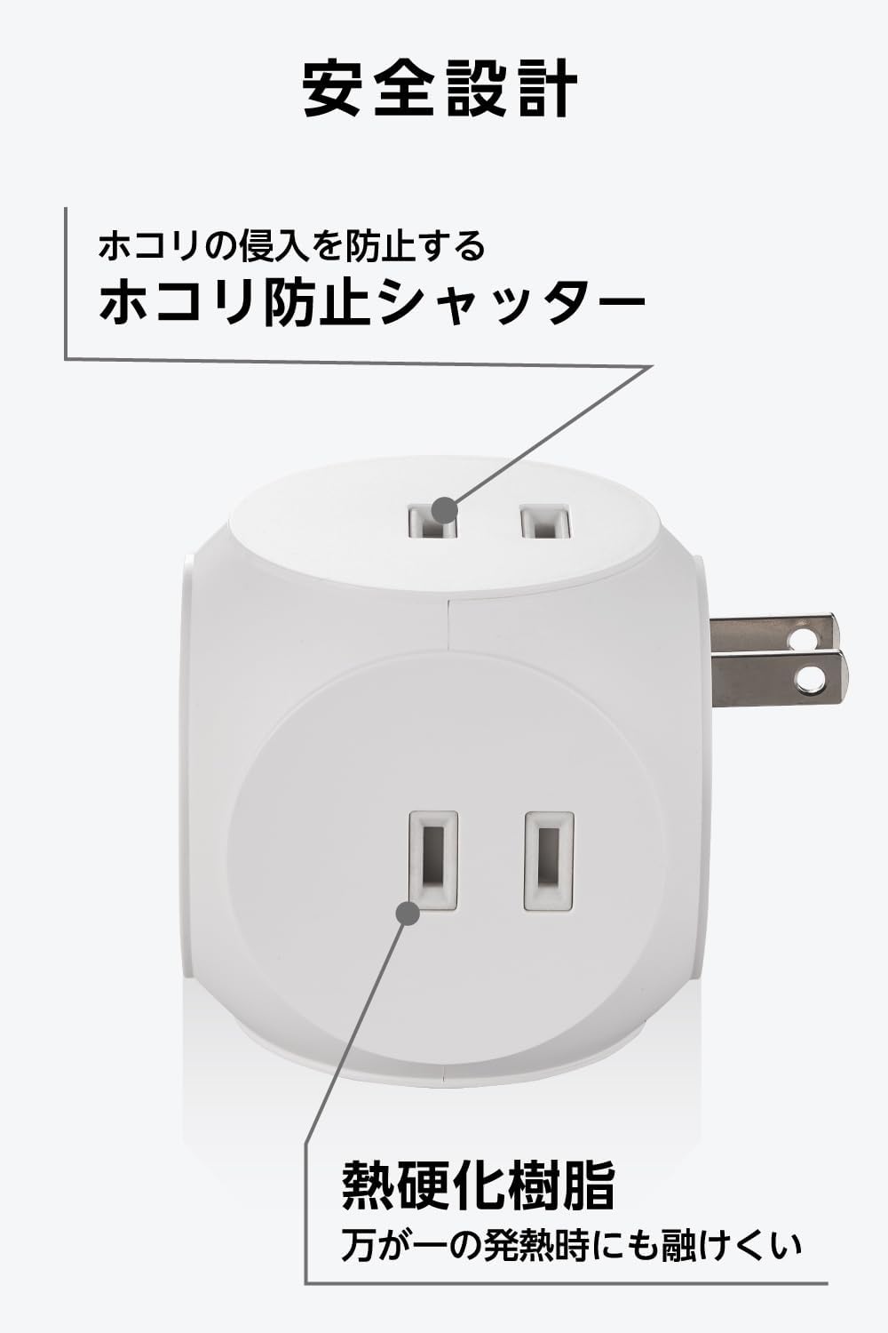 Detalle 2 de エレコム ECT-34WH 球体型電源タップ USB-C 20W PD対応・AC3口・USB-A2口