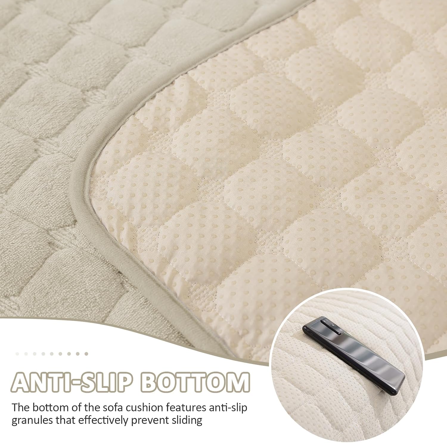 Thumbnail 4 de Ystyle copridivano in pile morbido antiscivolo per divani 1/2/3/4 posti e angolari con chaise longue (beige, 90x210 cm)