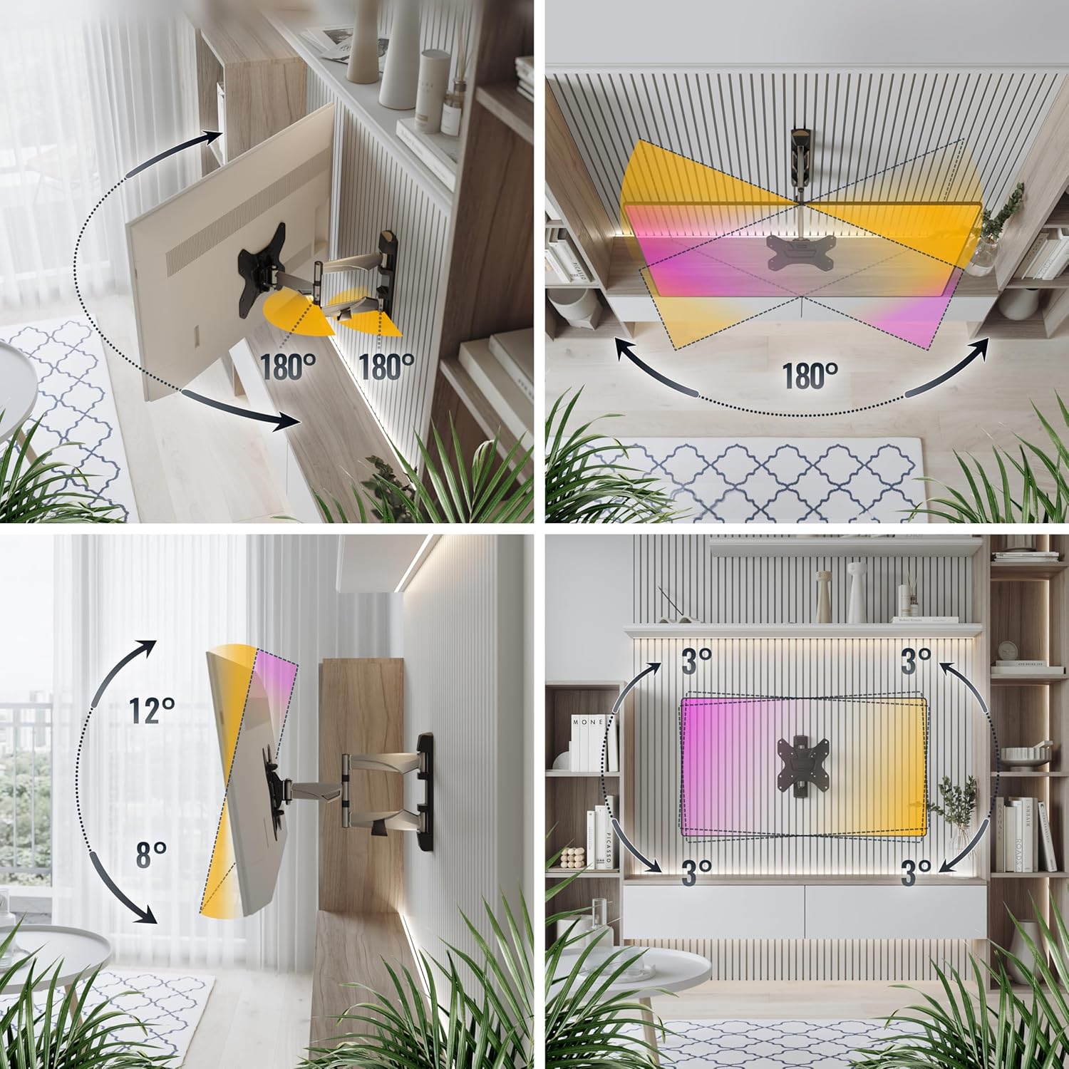 Thumbnail 2 de Support mural TV orientable RICOO Support Murale S3222 inclinable universel 30-55" (VESA 75x75 à 200x200)