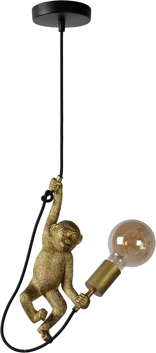 Detalle de Lucide EXTRAVAGANZA CHIMP – lampa wisząca Ø 18 cm, 1 × E27, czarna