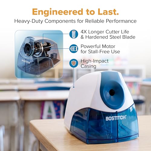 Detalle de Bostitch Office Electric Pencil Sharpener — Heavy-Duty, Stall-Free Motor for Classroom & Desk
