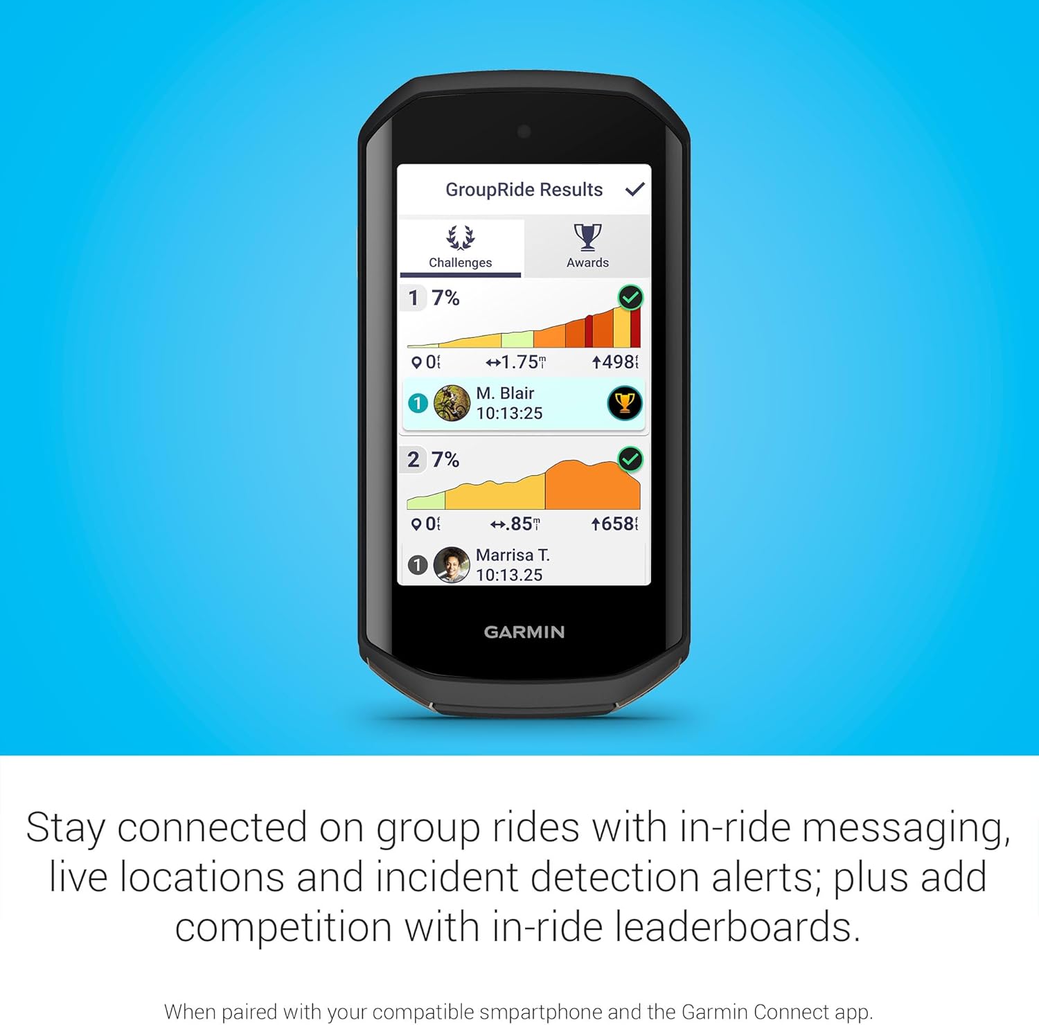 Thumbnail 4 de Garmin Edge 1050 Premium GPS Cycling Computer with Vivid Color Touchscreen, Built-In Speaker & Hazard Alerts