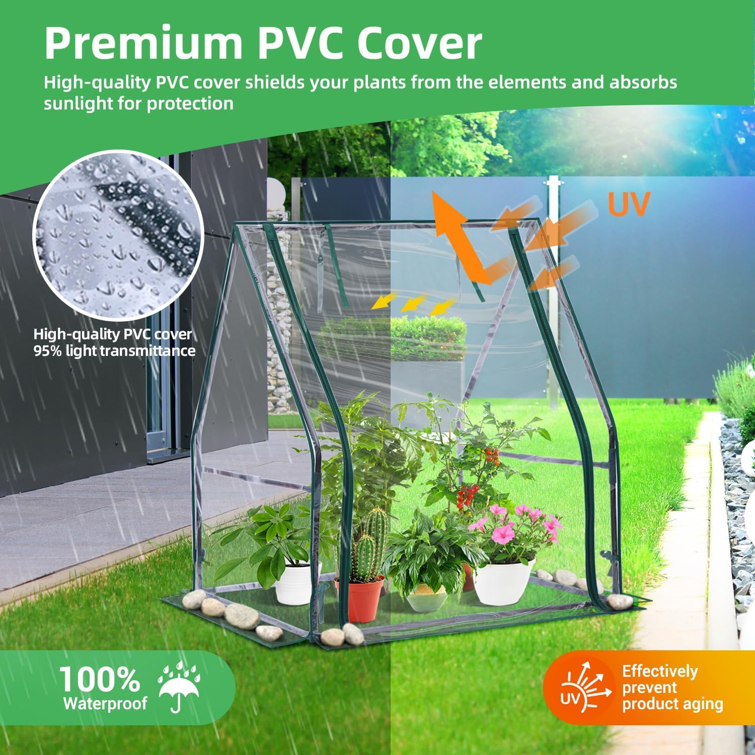 Thumbnail 4 de Ohuhu Mini Greenhouse 36x36x42 inches: Portable Seedling Dome with Waterproof Mat
