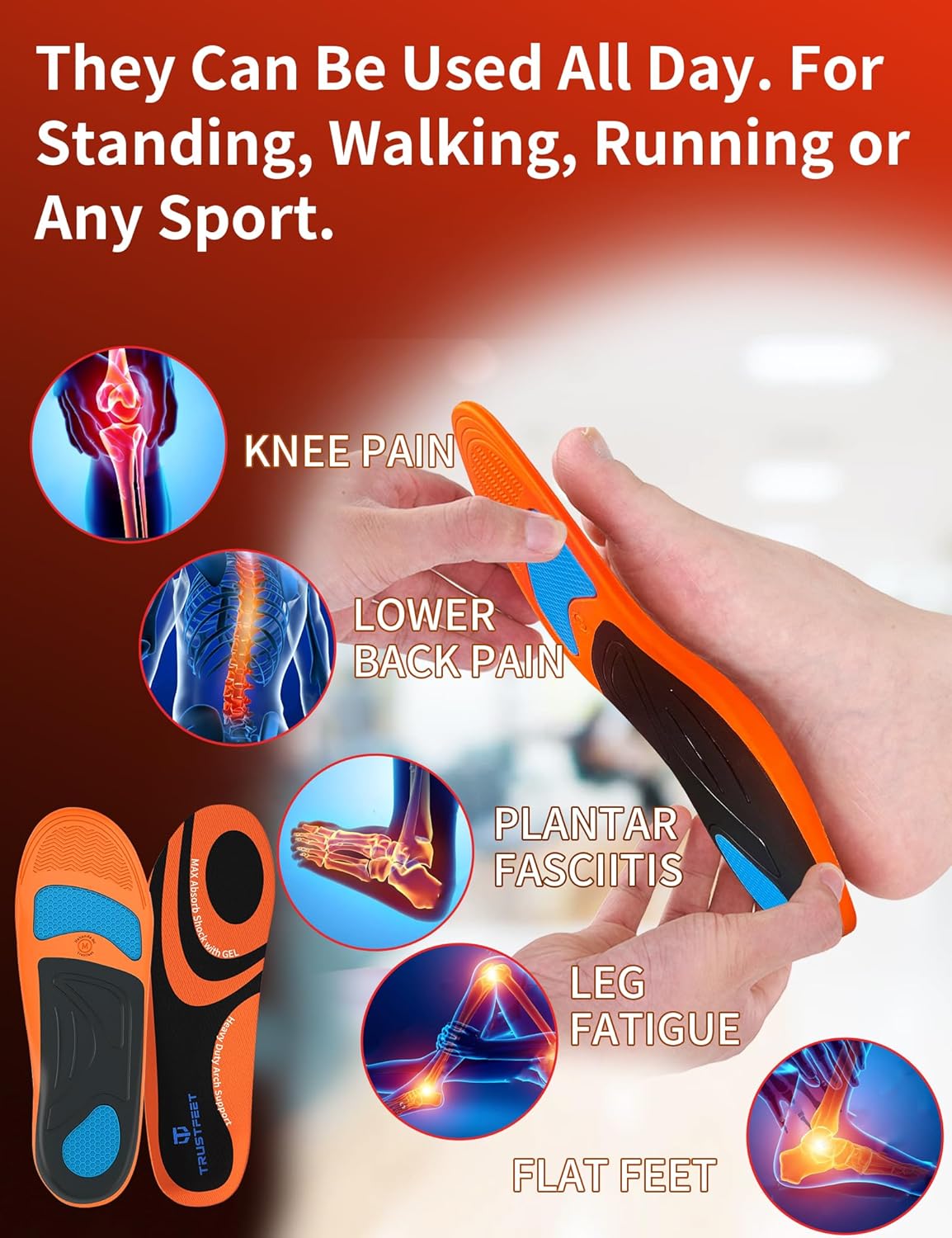 Thumbnail 3 de Trustfeet Work Insoles for Standing All Day with Arch Support (Work Boot Inserts)