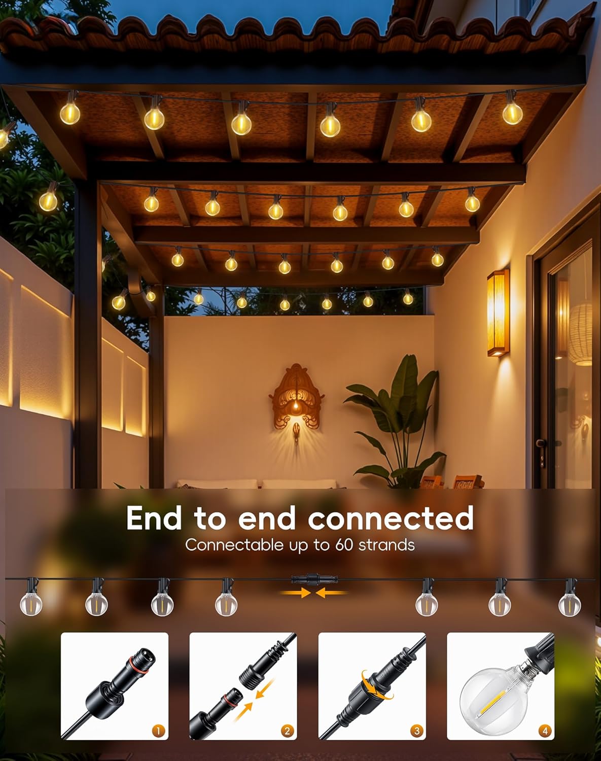 Detalle de Outdoor string lights 9M mains powered 30ft