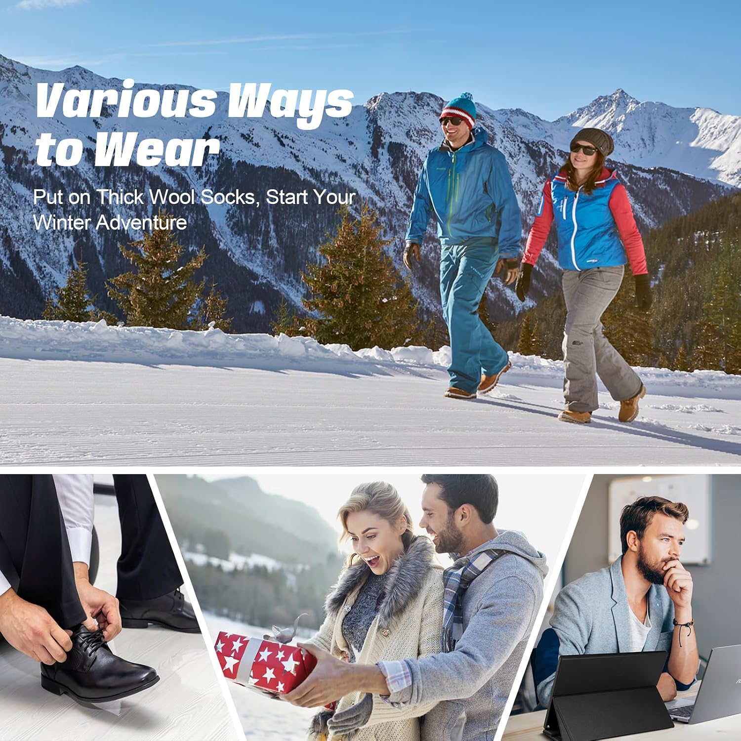 Thumbnail 5 de SIHOHAN Merino Wool Socks Mens Thermal Socks 5 Pairs