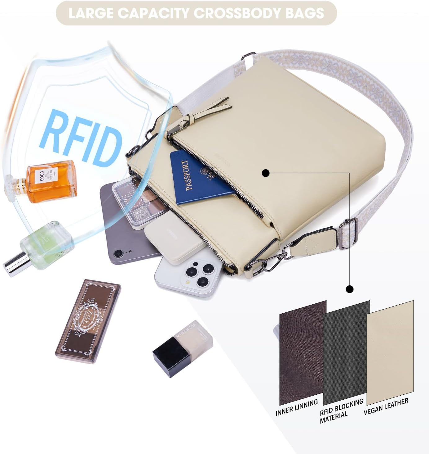 Thumbnail 6 de Roulens Trendy Crossbody Bag for Women with Adjustable Wide Strap and RFID Card Slots