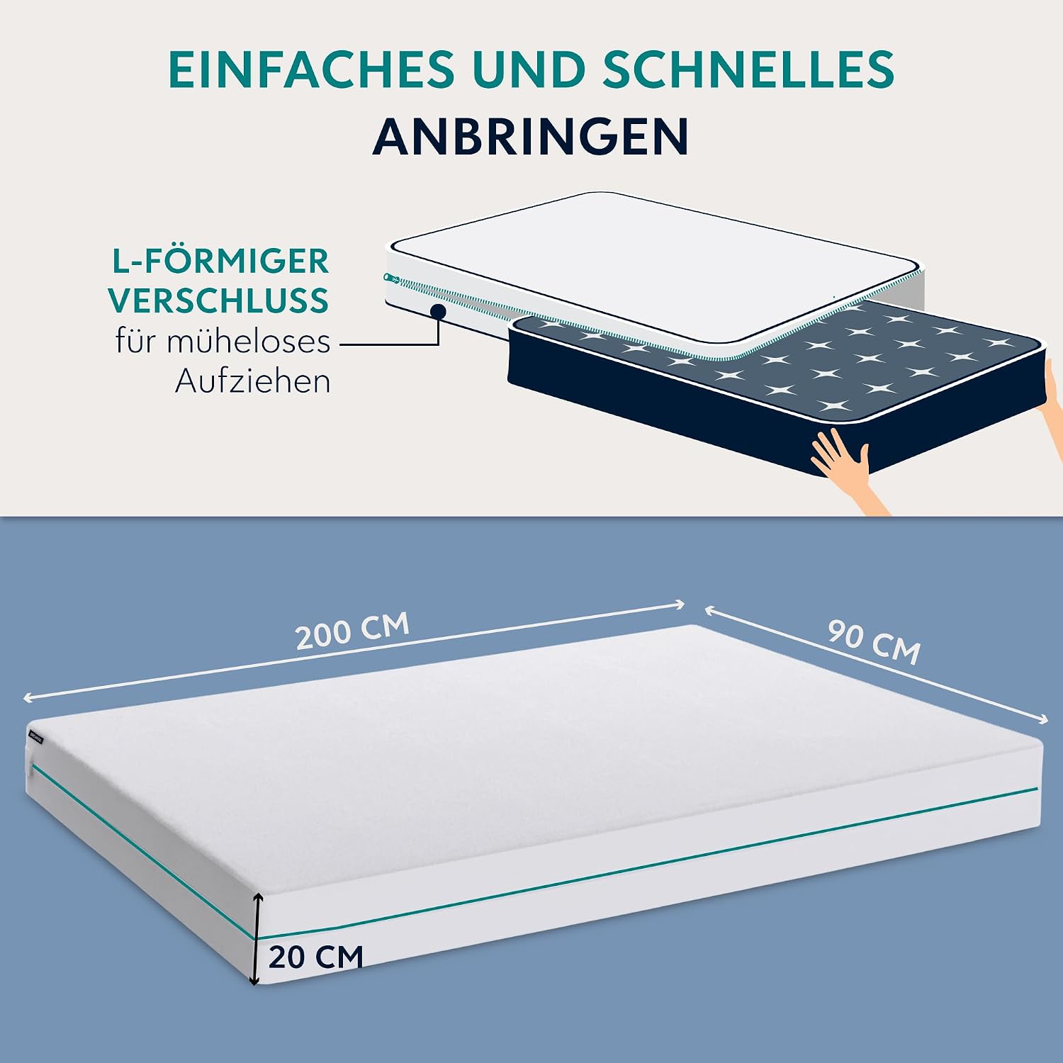 Detalle 2 de Dreamzie Matratzenbezug 90 x 200 gegen Milben