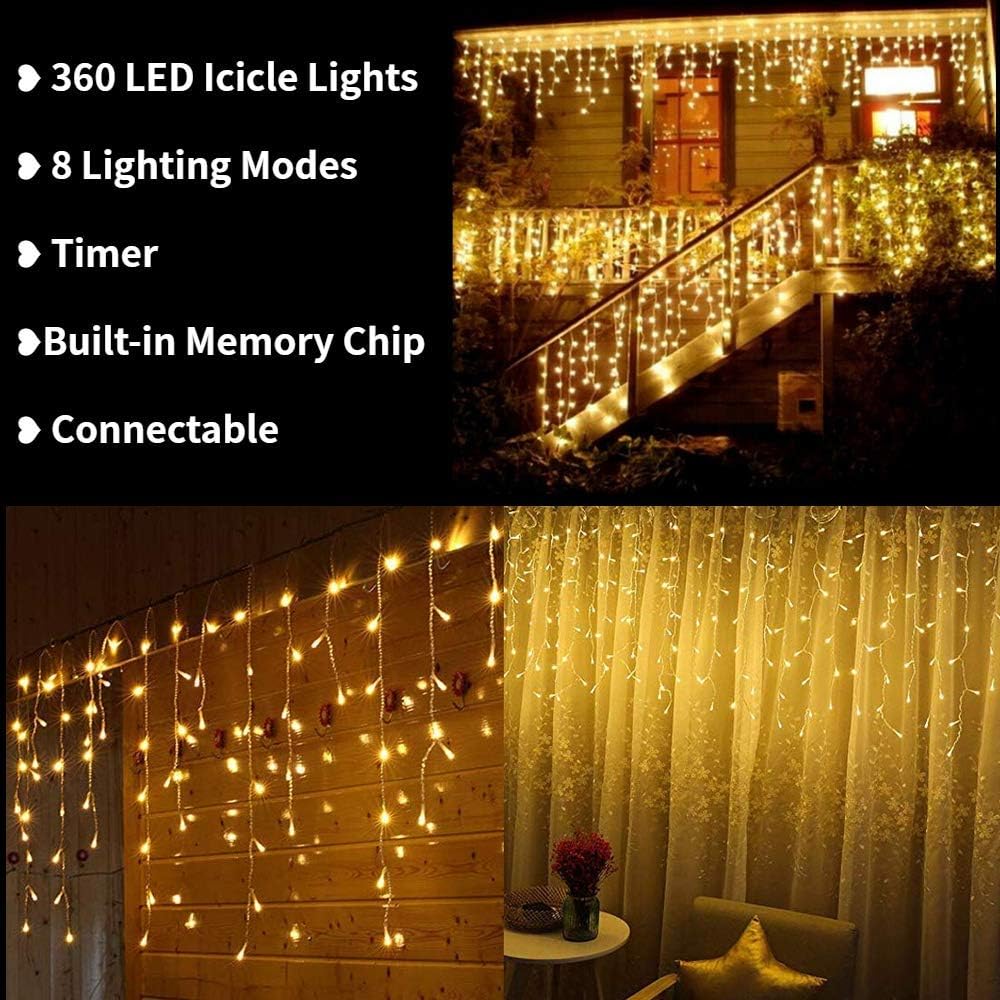 Detalle de Toodour Icicle Lights, 360 LEDs